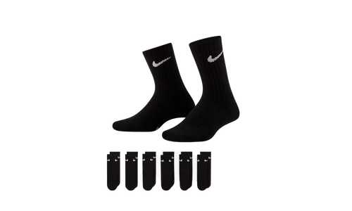 Dri-FIT Performance Basics Crew Socks (6 Pairs) GS "Black" UN0019 023