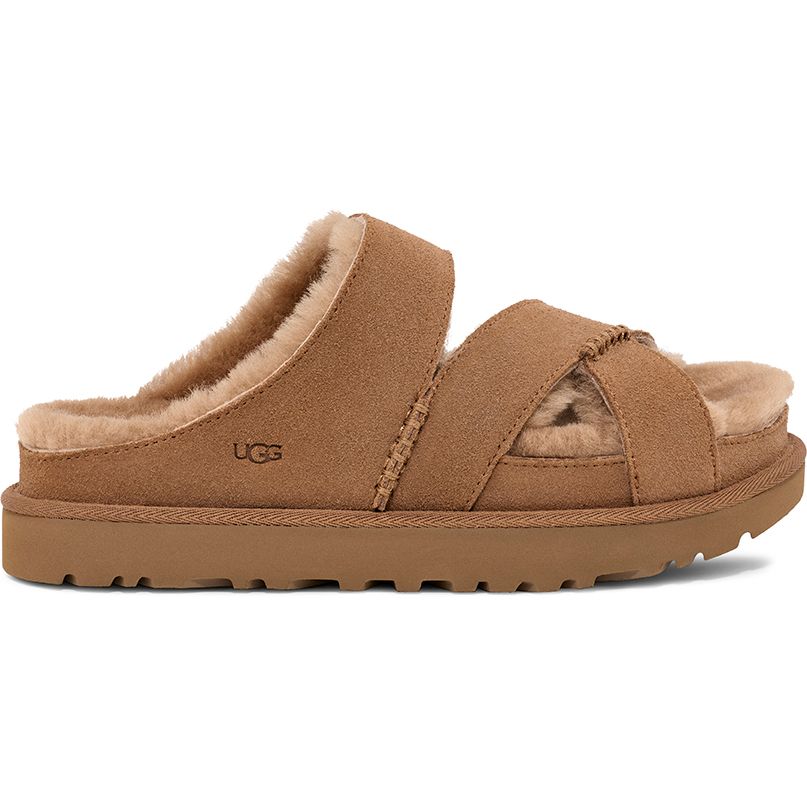 Women's Greenport Cross Strap Slide in Chestnut