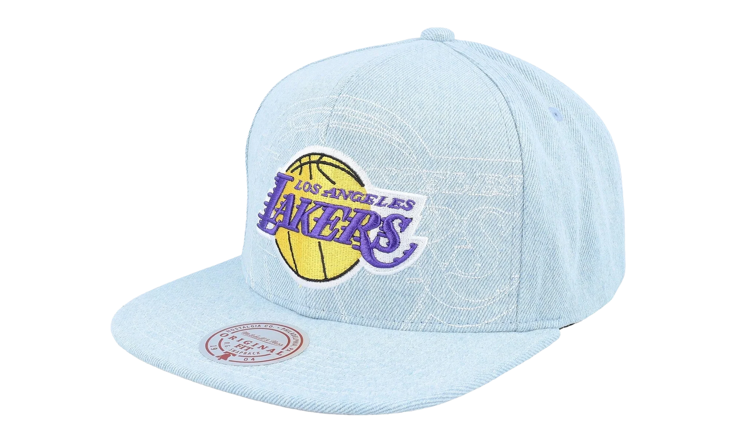 NBA Denim Stitcher Snapback Cap "Los Angeles Lakers - Light Blue" HS9458 LALLTBL