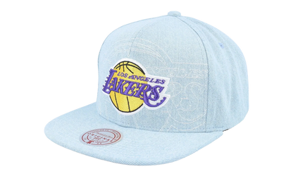 NBA Denim Stitcher Snapback Cap "Los Angeles Lakers - Light Blue" HS9458 LALLTBL