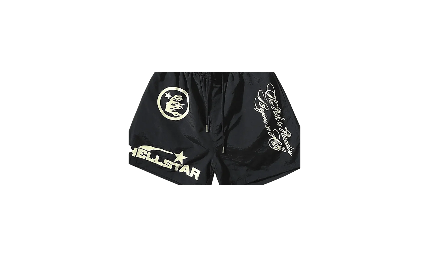 NYLON SHORTS - CURSIVE PRINT "Black" HSR168