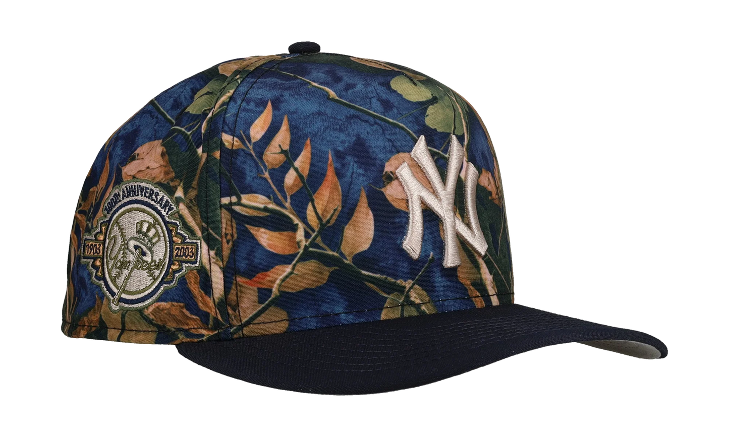 9FIFTY New York Yankees 100th Anniversary A Frame Snapback Hat "Leaves / Blue" NE289