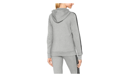 Essentials Cotton Fleece 3-Stripe Full Zip Hoodie WMNS "Grey / Black" CD2250