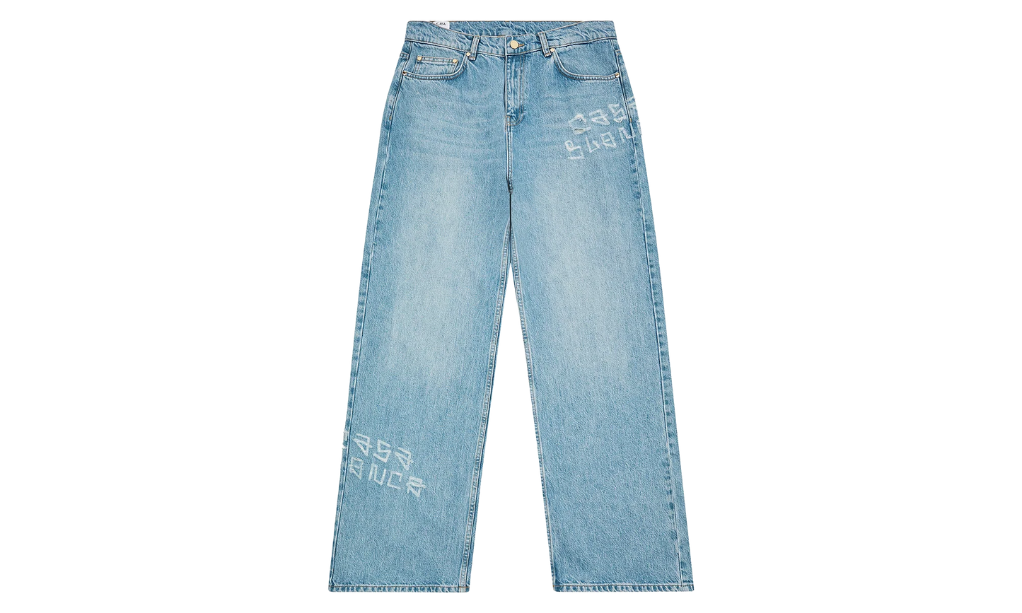 Graffiti Distressed Denim Jeans "Blue" MS25 TR 274 01