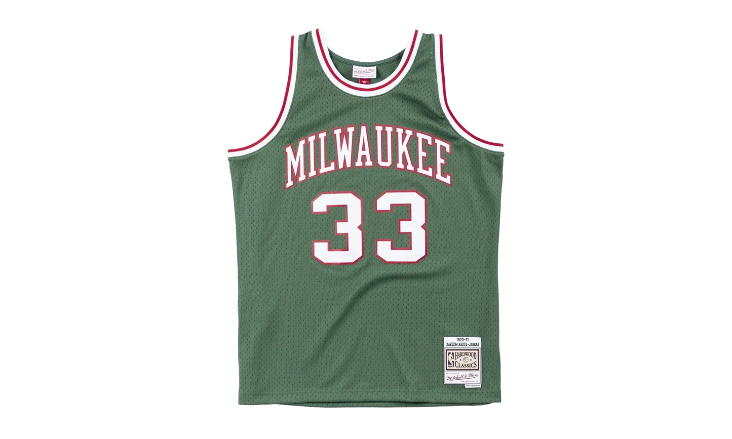 NBA Kareem Abdul-Jabbar Swingman Jersey "1970 Milwaukee Bucks - Green" SMJYAC18107 MBUDKGN70KAB