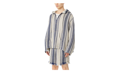 Stripe Linen Mexican Parka "Indigo" 963565