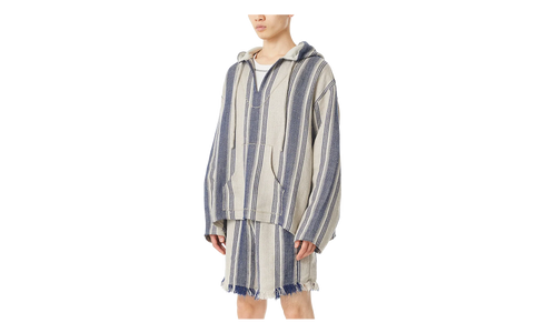 Stripe Linen Mexican Parka "Indigo" 963565