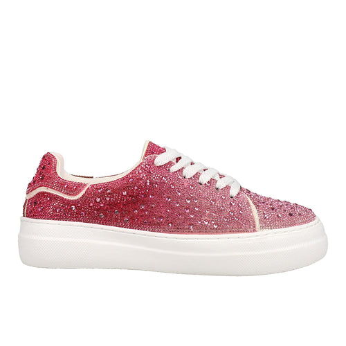 Bedazzle Rhinestone Lace Up Platform Sneakers