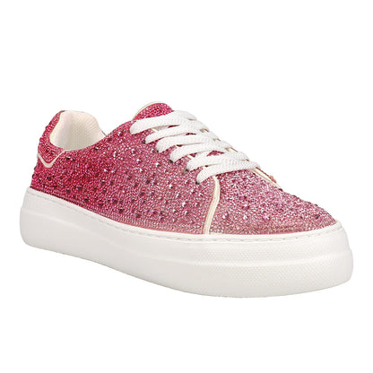 Bedazzle Rhinestone Lace Up Platform Sneakers