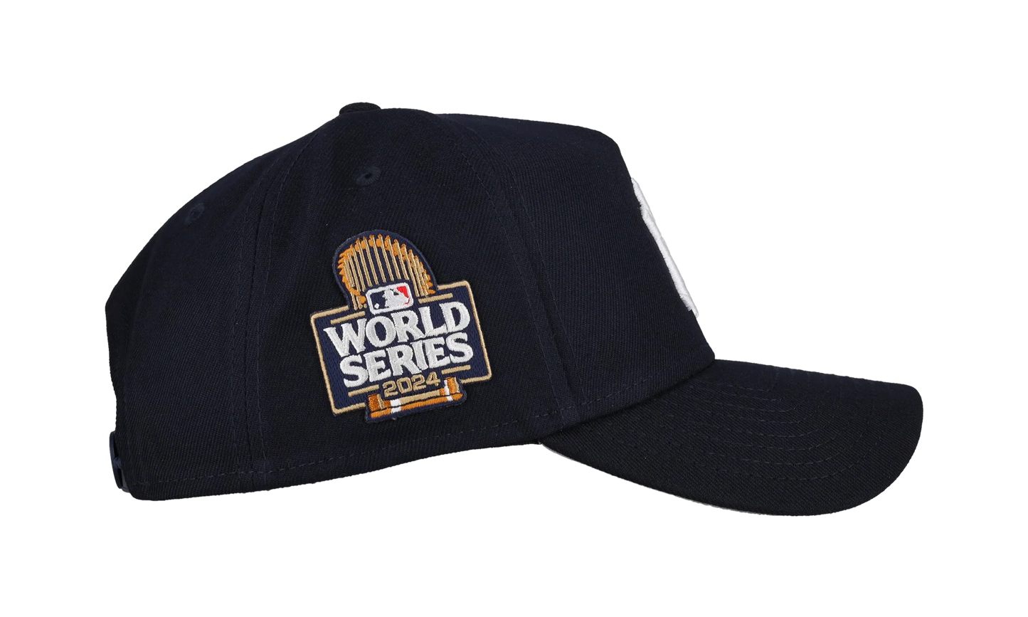 9FORTY New York Yankees 2024 World Series A Frame Snapback Hat "Black (Grey Brim)" NE481