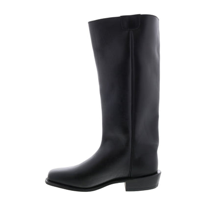 8220 Mens Black Wide Leather Slip On Cowboy Western Boots