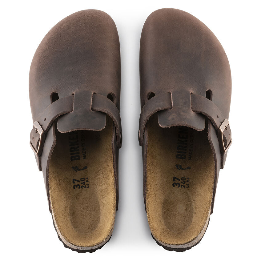 Boston Oiled Leather Classic Footbed Clog in Habana