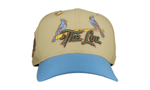59FIFTY St Louis Cardinals 125th Anniversary Fitted Hat "Vegas Gold / Blue Metallic" NE381