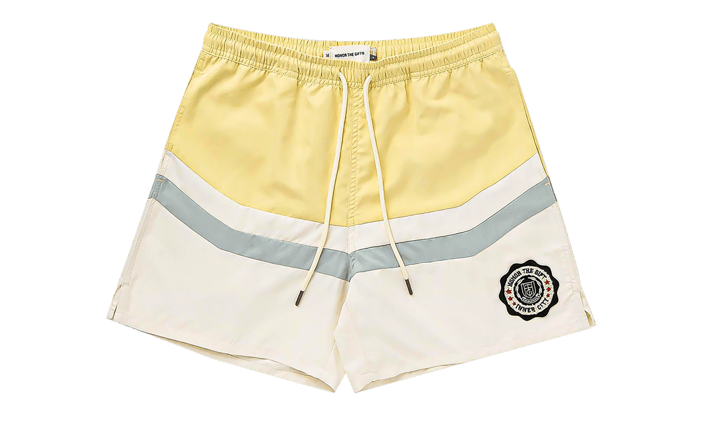 Brushed Poly Track Short "Bone / Yellow" HTG240123 BONE