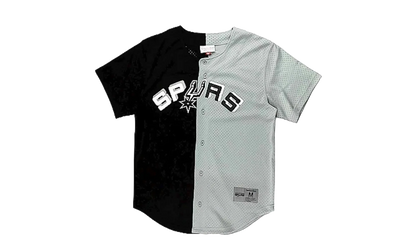 NBA Split Color Mesh Button Front Shirt "San Antonio Spurs - Black" BA88XR SAS K HF5