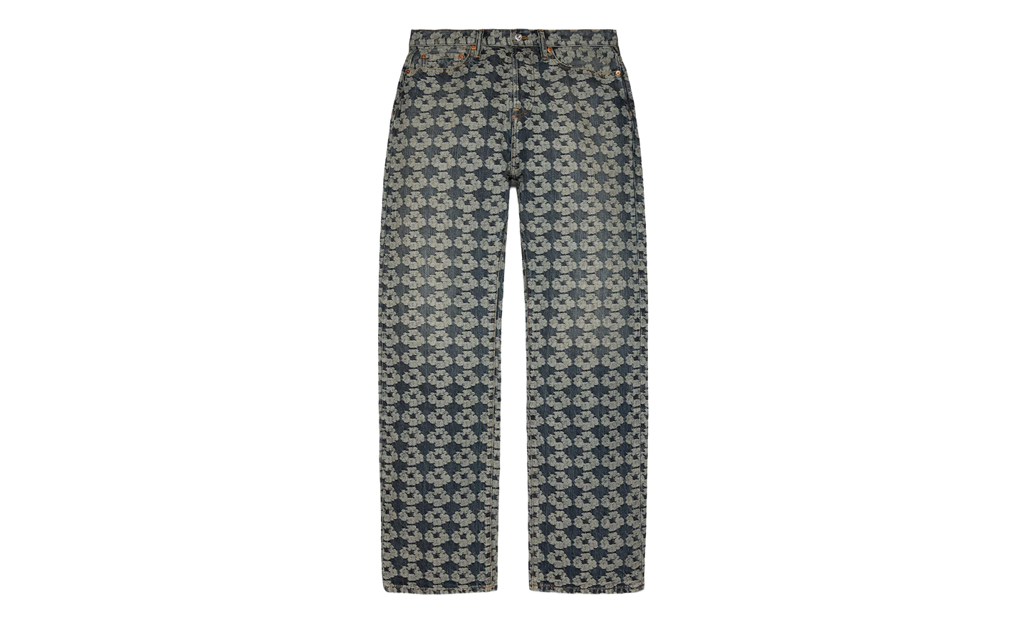 Baggy Jacquard Wreath Denim Pant "Blue" DT599