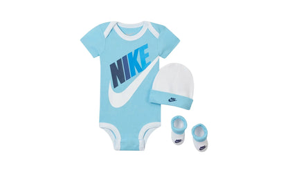 Baby Bodysuit, Hat and Booties 3-PC Box Set "Blue / White" LN0313 C3L