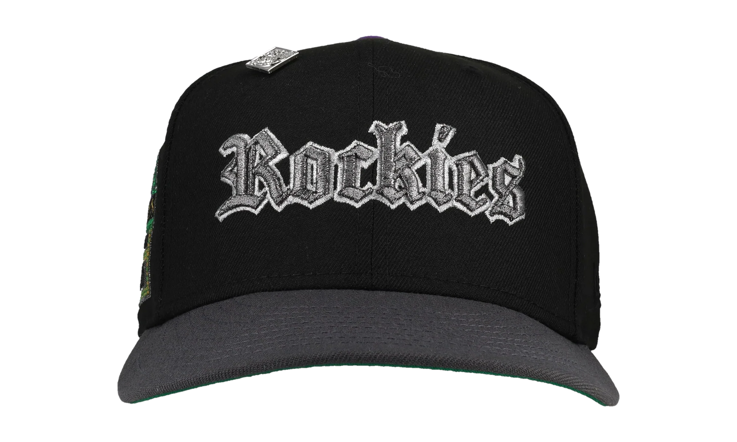 59FIFTY Colorado Rockies Old English Script 1995 Coors Field Fitted Hat "Black / Grey" NE103