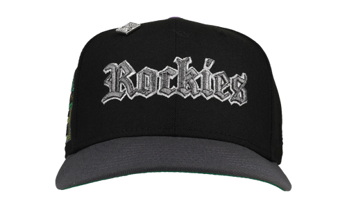 59FIFTY Colorado Rockies Old English Script 1995 Coors Field Fitted Hat "Black / Grey" NE103
