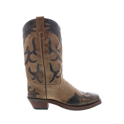 9016 Womens Brown Leather Slip On Cowboy Western Boots