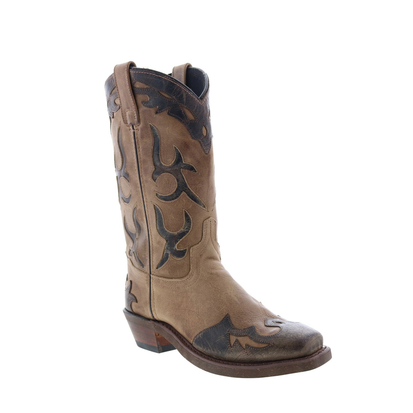 9016 Womens Brown Leather Slip On Cowboy Western Boots