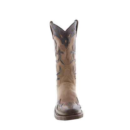 9016 Womens Brown Leather Slip On Cowboy Western Boots