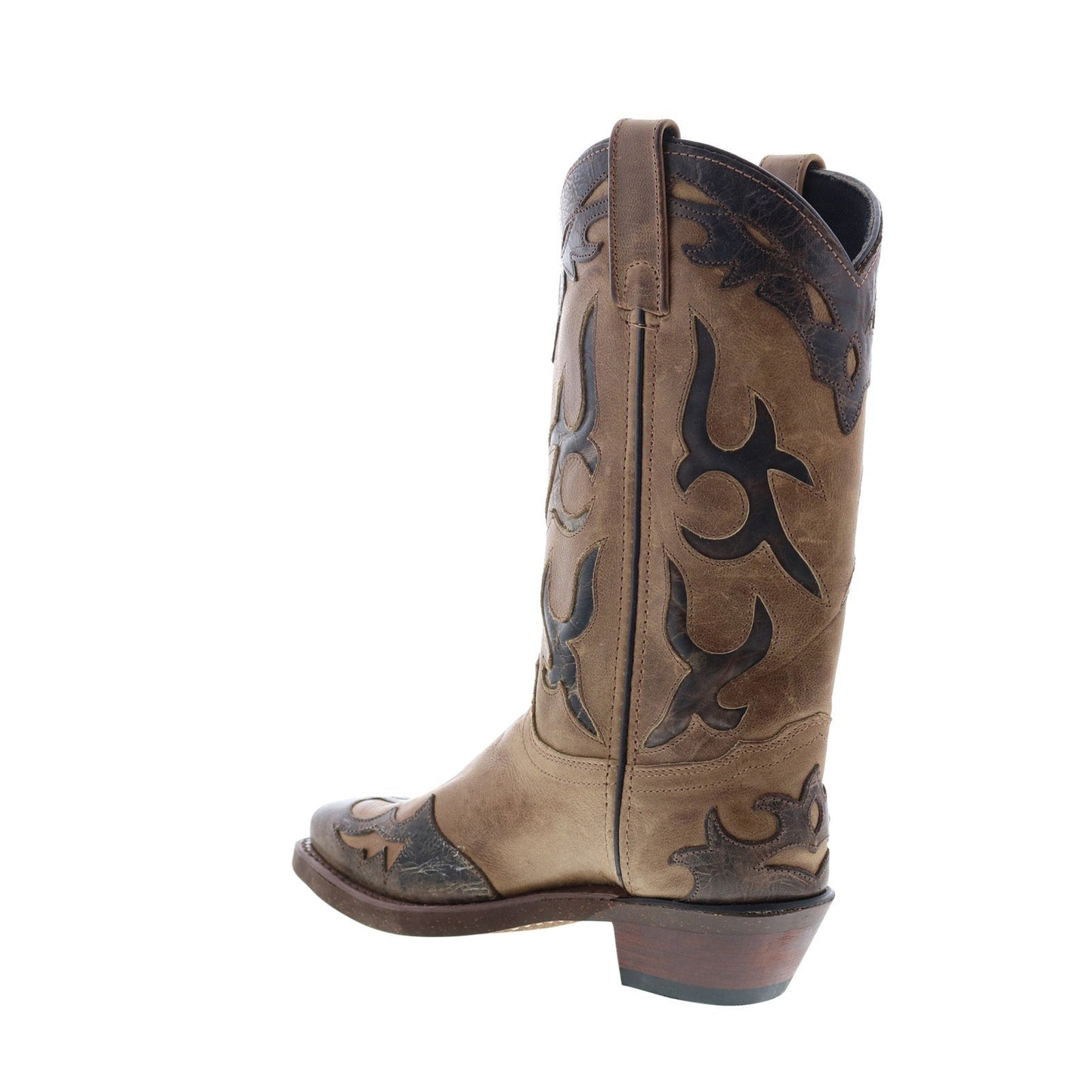 9016 Womens Brown Leather Slip On Cowboy Western Boots