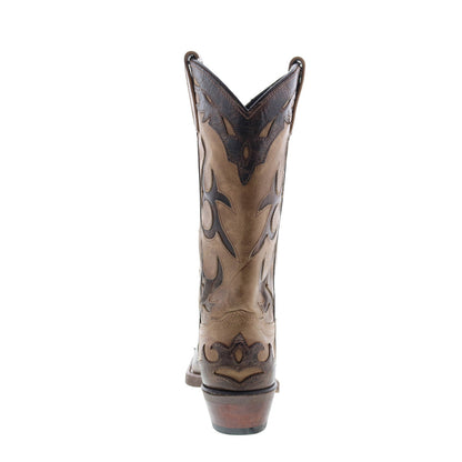 9016 Womens Brown Leather Slip On Cowboy Western Boots