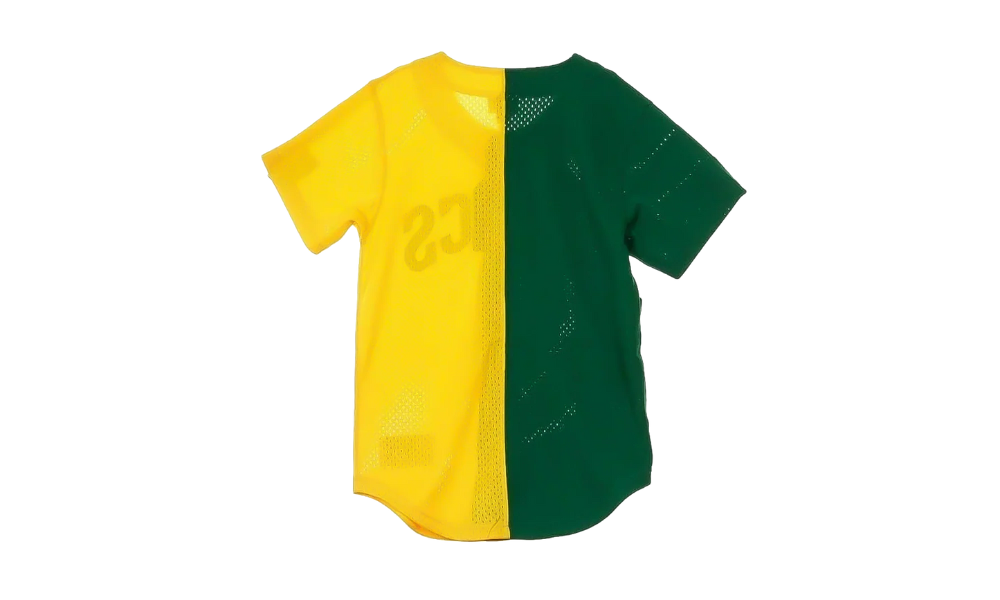 NBA Split Color Mesh Button Front Shirt "Seattle Supersonics - Green" BA88XS SSU E HF6