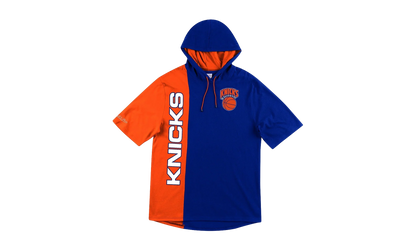 NBA Short Sleeve Split Hoodie "New York Knicks - Royal / Orange" HDSSAJ19008 NYKRYOR