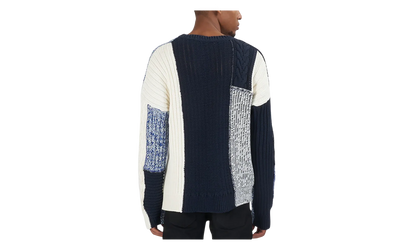 Knit Patchwork Sweater "Mixed Blues" BALMAINMS7 11