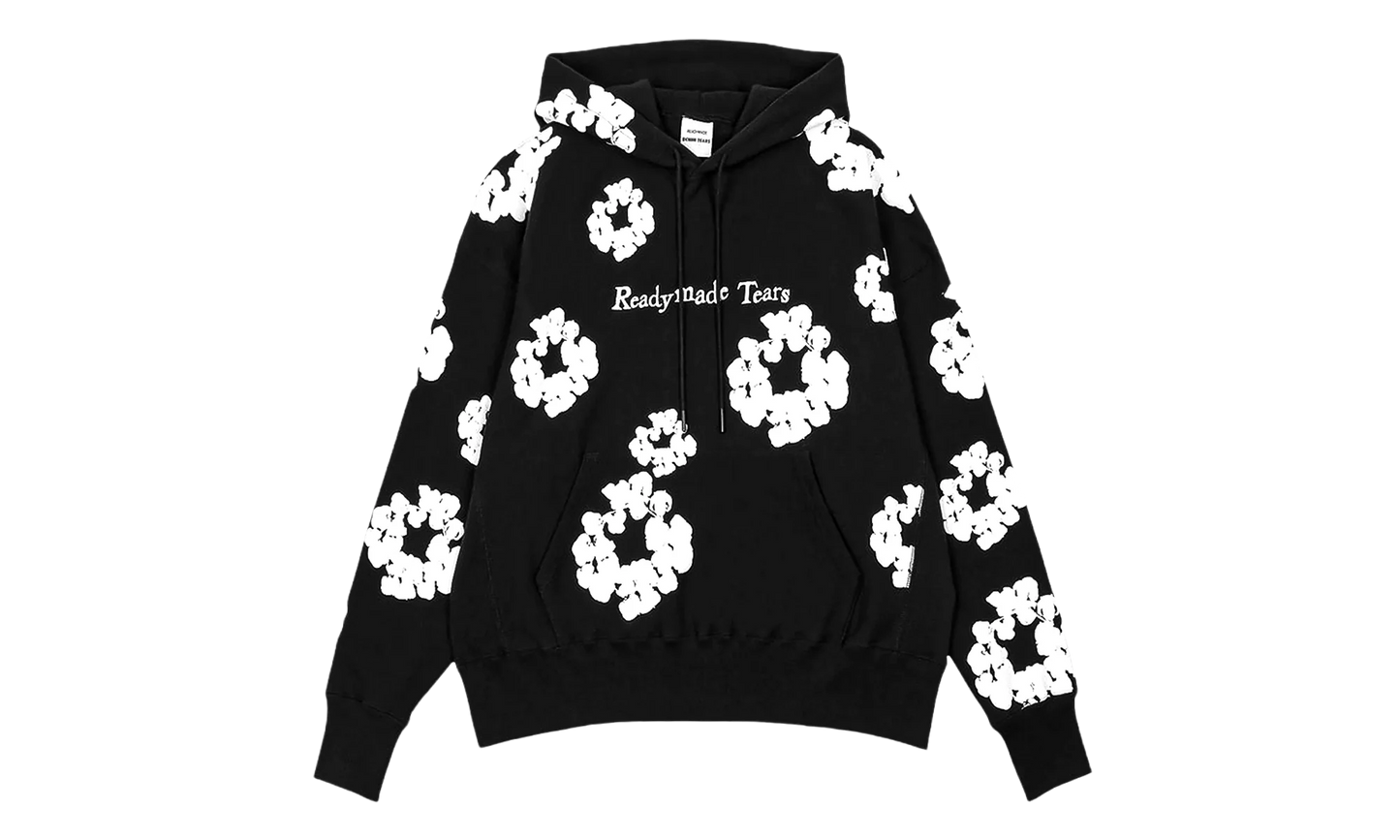 Ready Made Cotton Wreath Hooded Sweatshirt "Black" DT369
