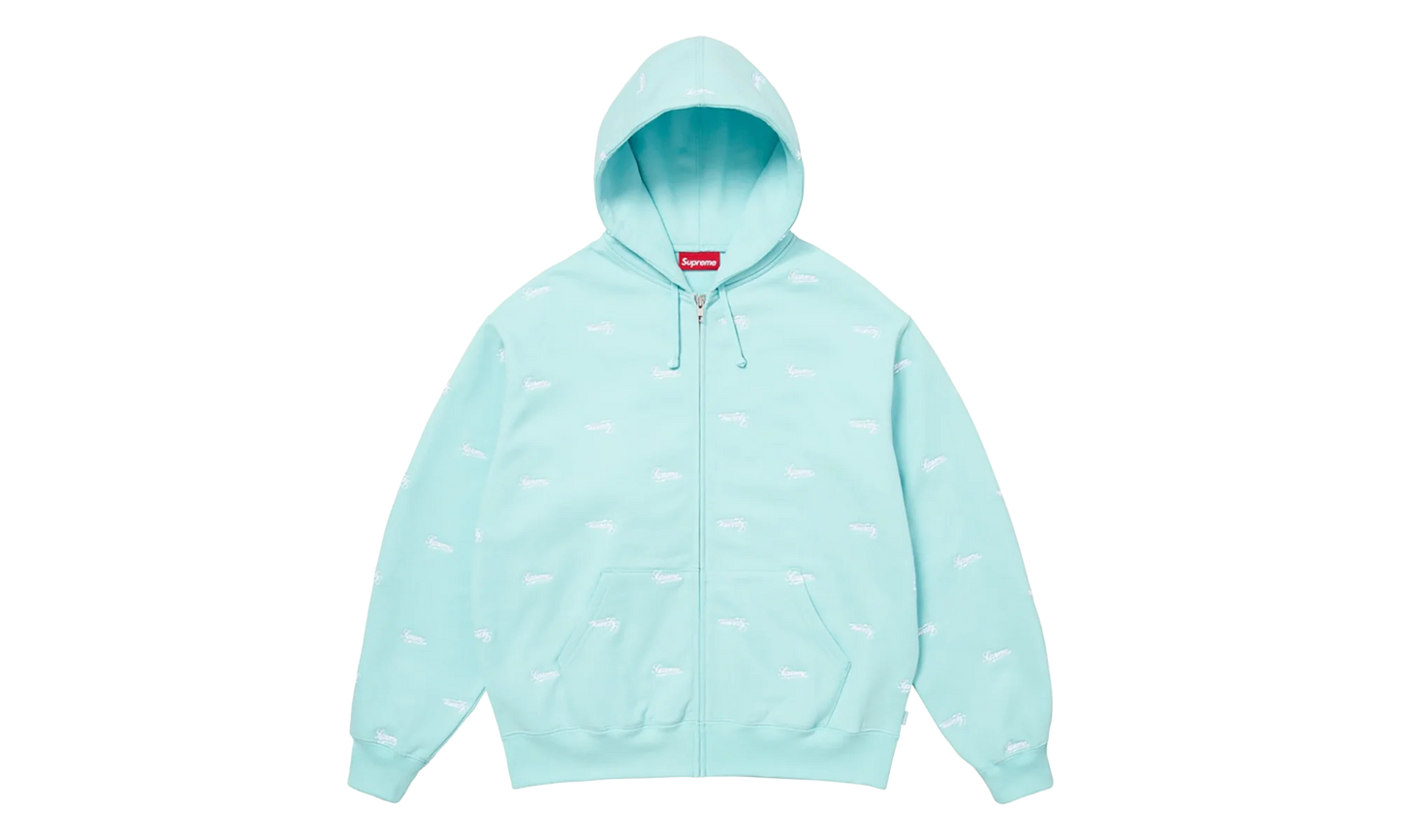 Repeat Script Zip Up Hoodie "FW25 - Aqua" SU26978
