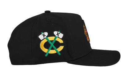 9FIFTY Chicago Blackhawks Team Color A Frame Snapback Hat "Black (Grey Brim)" NE470