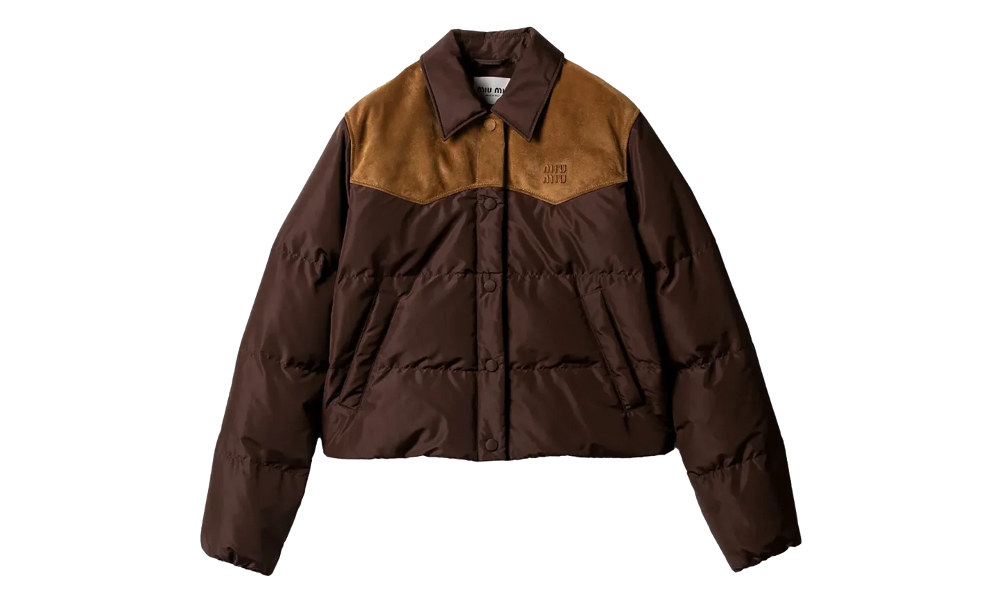 Technical Pongé And Leather Down Jacket WMNS "Coffee" ML1371 18Q0 F0201 S OOO