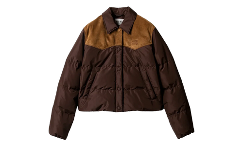 Technical Pongé And Leather Down Jacket WMNS "Coffee" ML1371 18Q0 F0201 S OOO