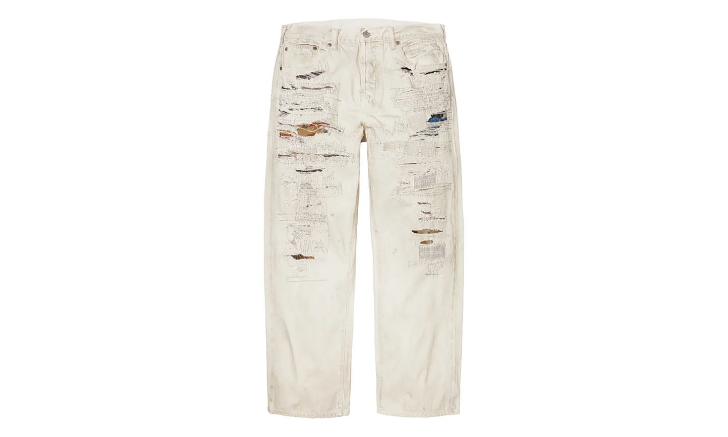 MM6 Maison Margiela Distressed Loose Fit Selvedge Jean "SS26 - Beige" SU27183