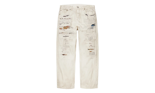 MM6 Maison Margiela Distressed Loose Fit Selvedge Jean "SS26 - Beige" SU27183