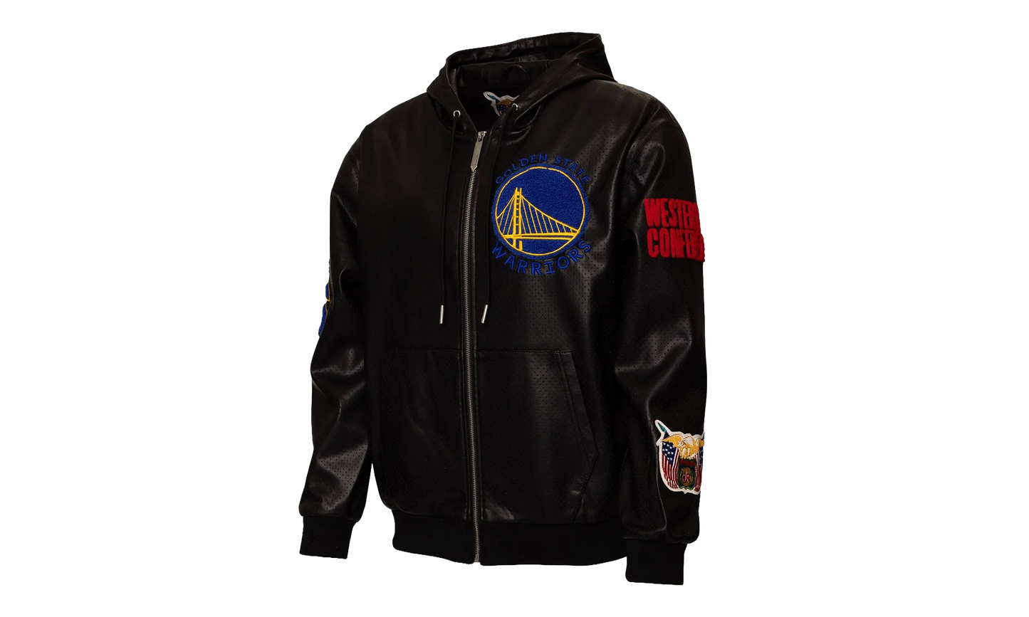 Lightweight Vegan Zip-Up Hooded Jacket "Golden State Warriors 1946" NBA 147BLKDE WAR