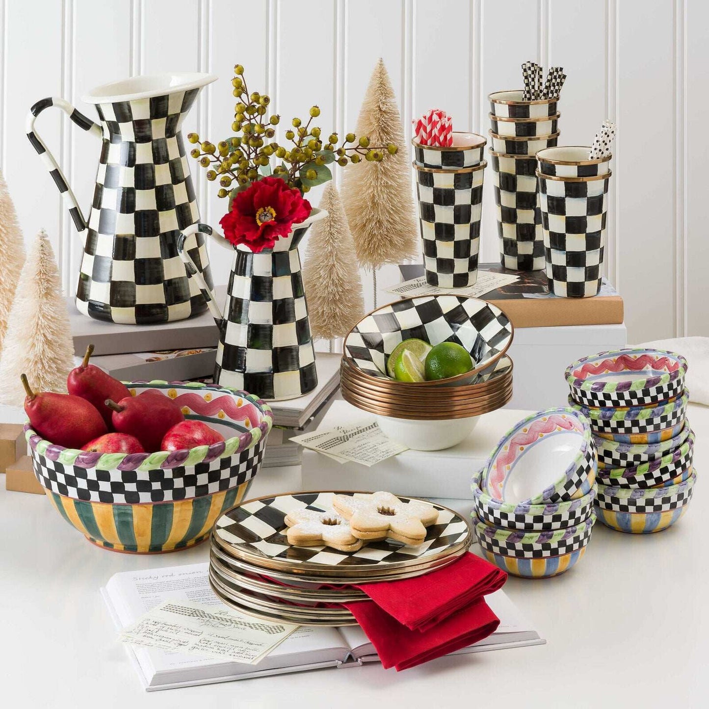 Luxury Dining - Courtly Check Enamel Dinner Plate by Mackenzie Childs