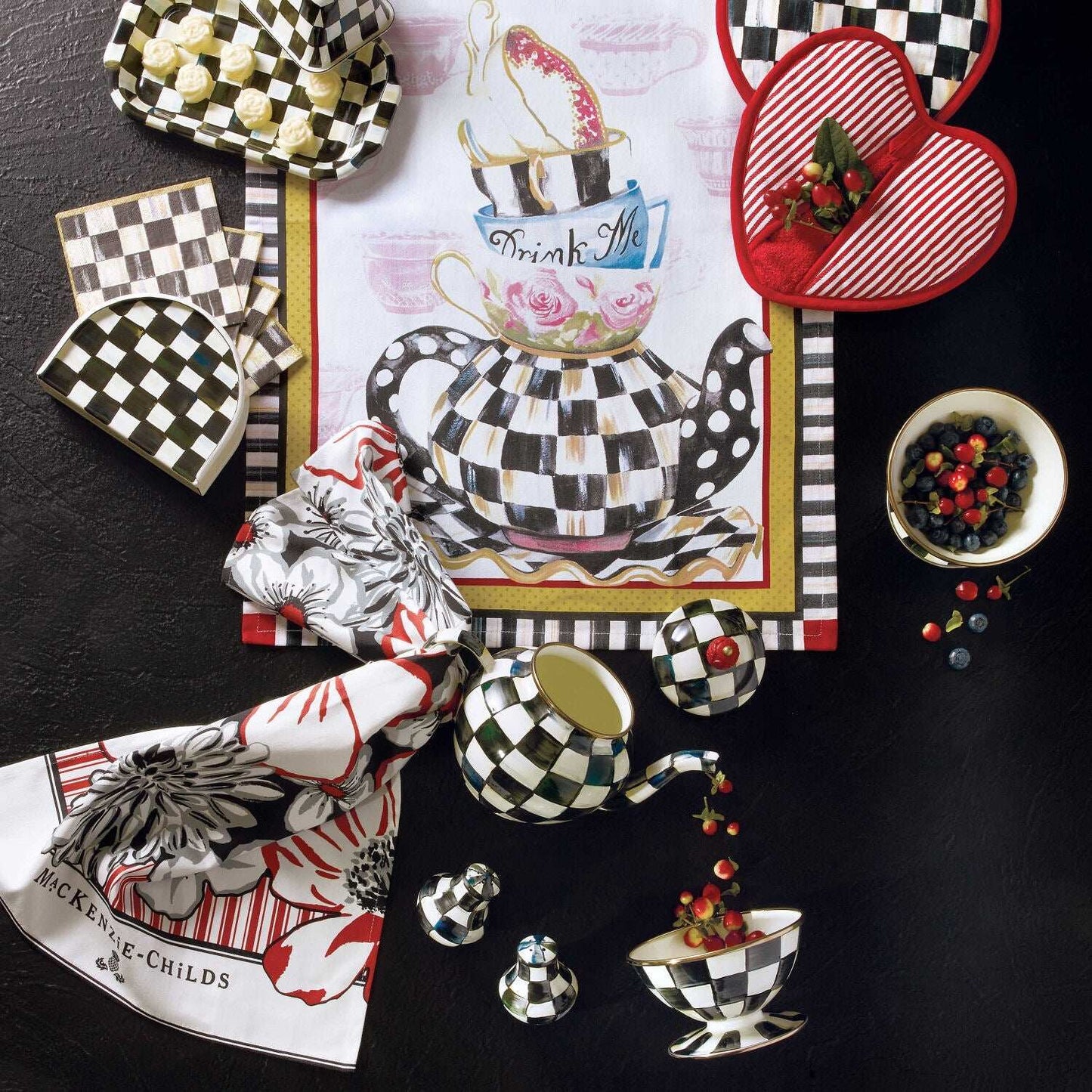 MacKenzie-Childs Courtly Check Enamel Salt & Pepper Shakers