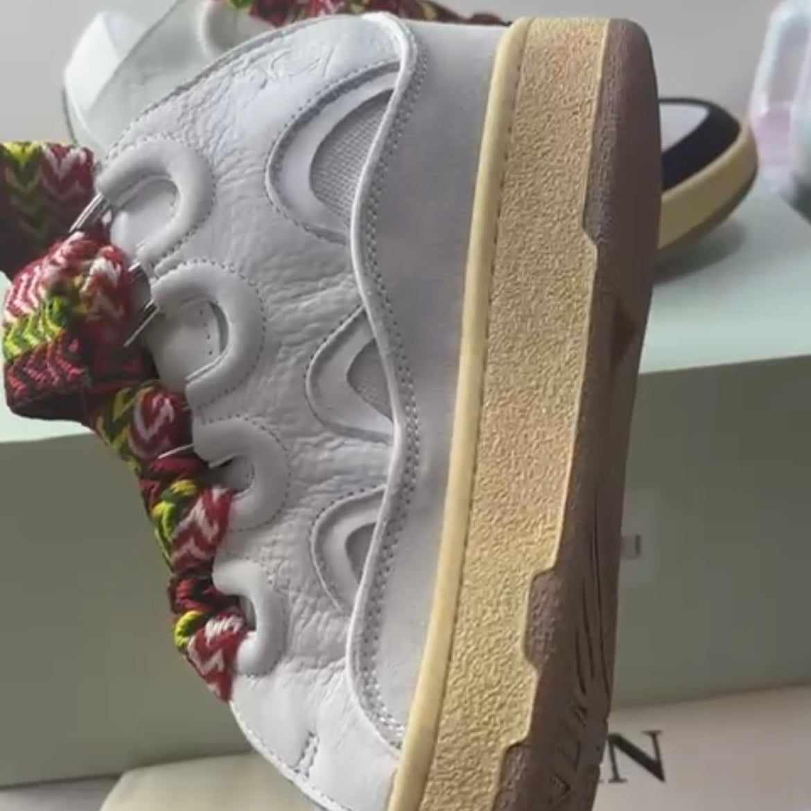 Leather Curb White Grey Black