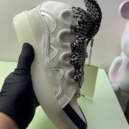 Leather Curb Sneaker White