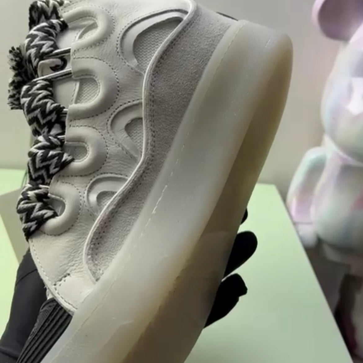 Leather Curb Sneaker White