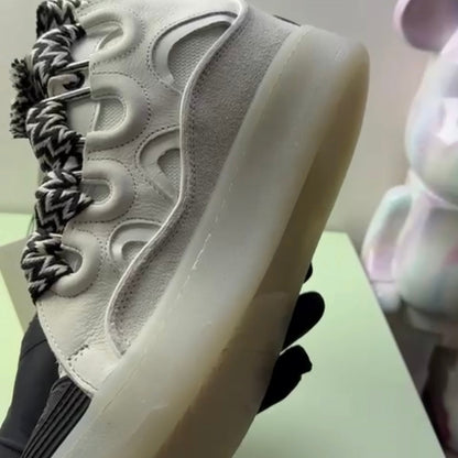 Leather Curb Sneaker White