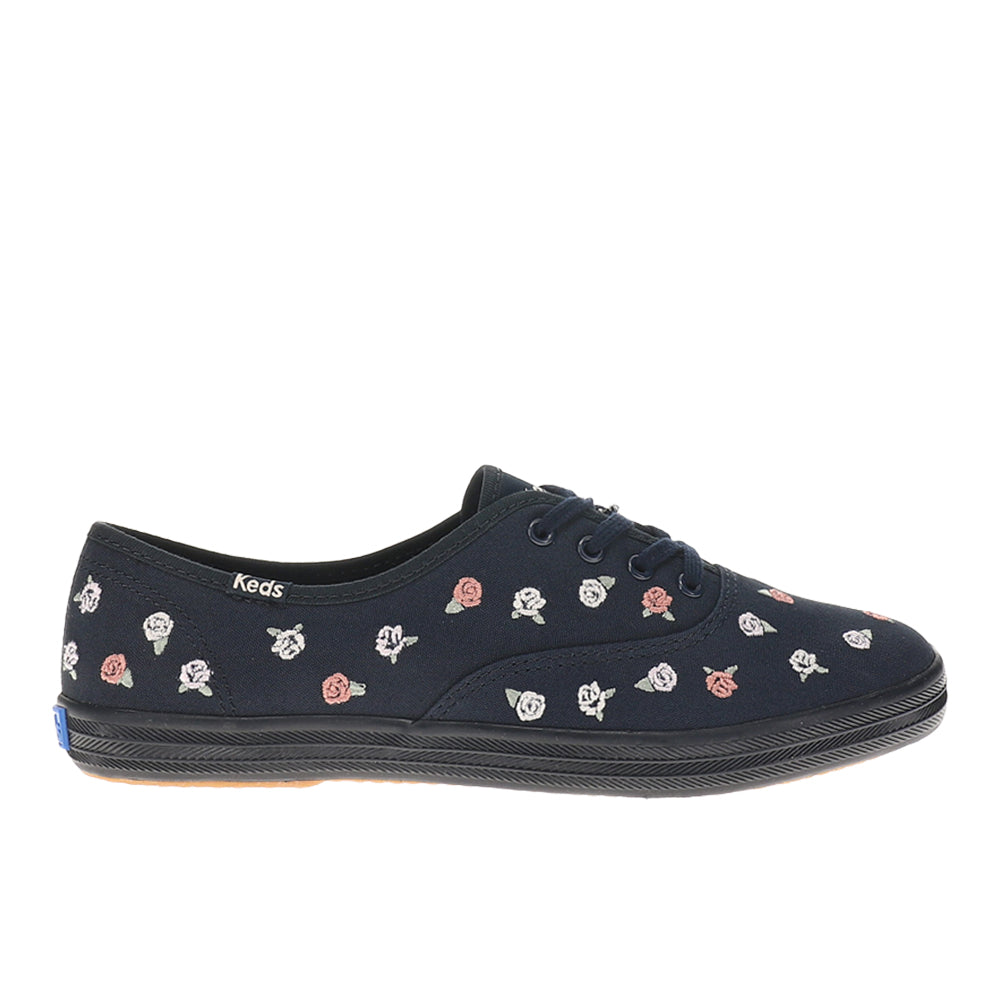 Champion Canvas Rose Embroidery Lace Up Sneakers