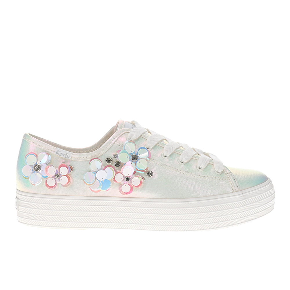 Triple Kick Canvas Floral Embellished Celebrations Lace Up Sneakers
