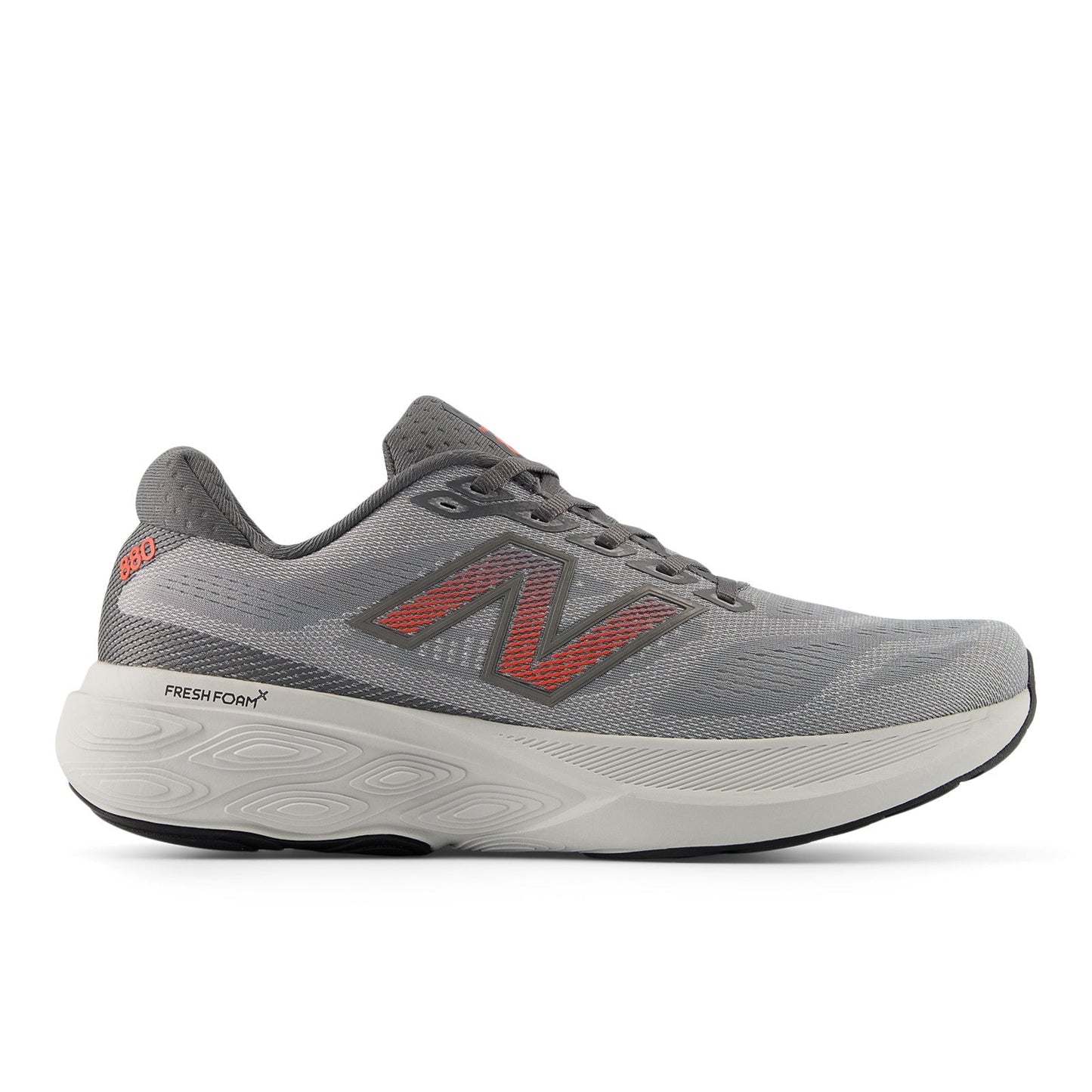 Men's Fresh Foam X 880v15 in Slate Grey with Reflection and Urgent Red