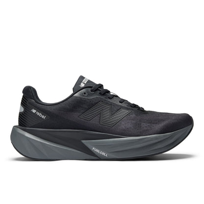 Men's FuelCell Rebel v5 in Black with Castlerock and Silver Metallic