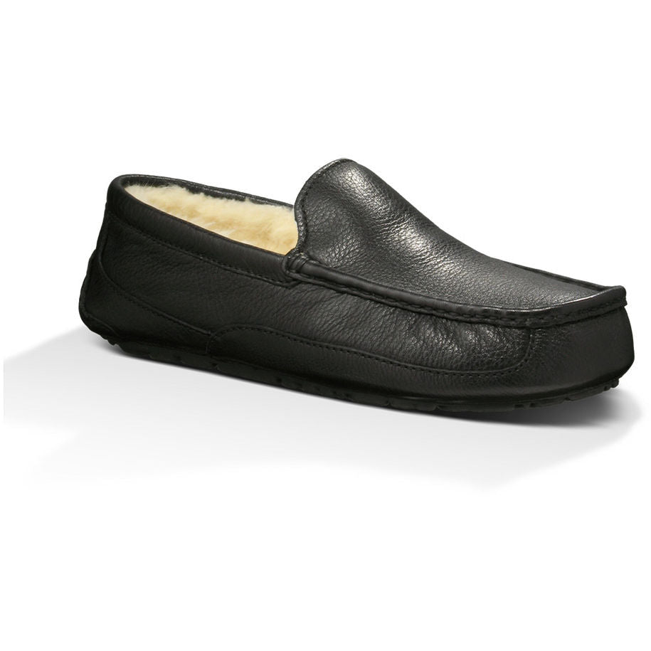 Men's Ascot Leather Slipper in Black